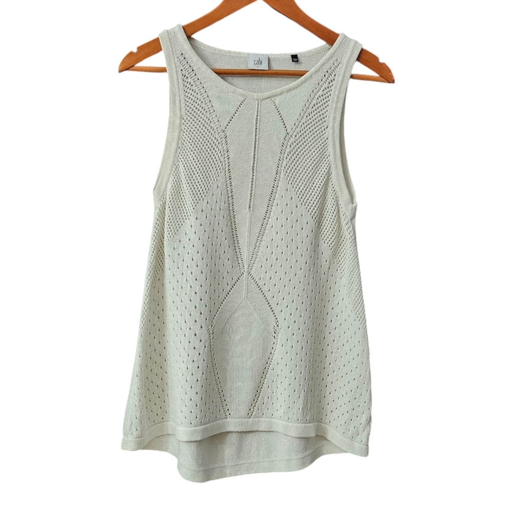 Cabi Knit Tennis Tank Top Women's Medium Off White